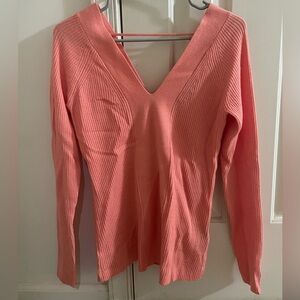 White House Black Market Pink Long Sleeve Ribbed Twist Back Sweater